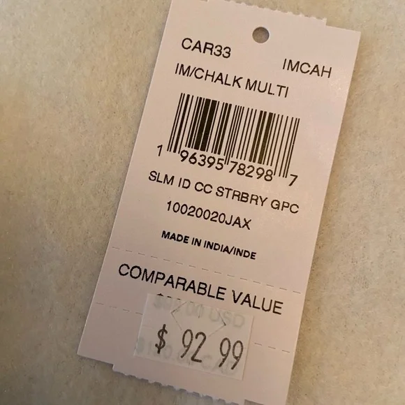 NWT Coach Slim Id Card Case Strawberry Graphic Leather Chalk Multicolor - Picture 4 of 6